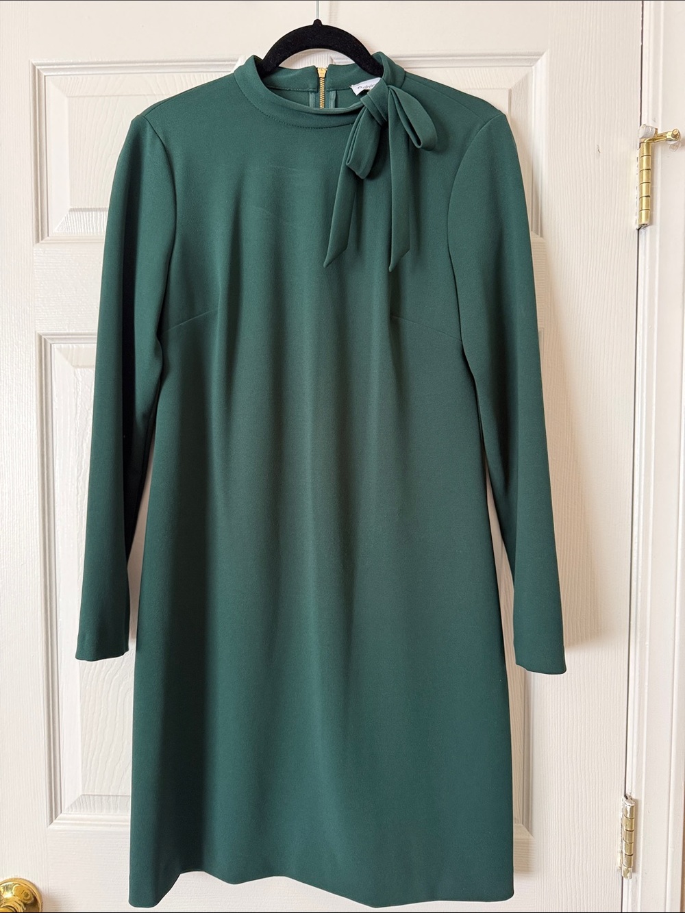 Green Long Sleeve Bow Neck Dress - Calvin Klein